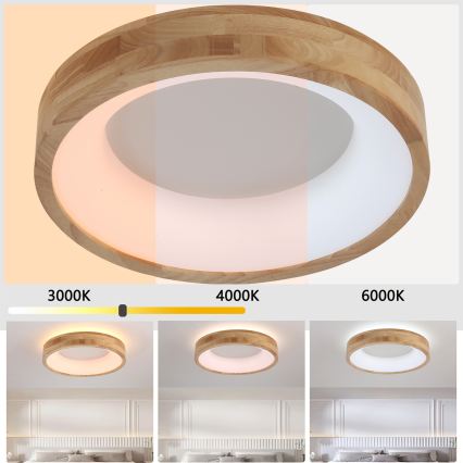 Brilagi - Luminaria de techo LED FALCON WOOD LED/30W/230V 3000/4000/6000K Ø 45 cm madera