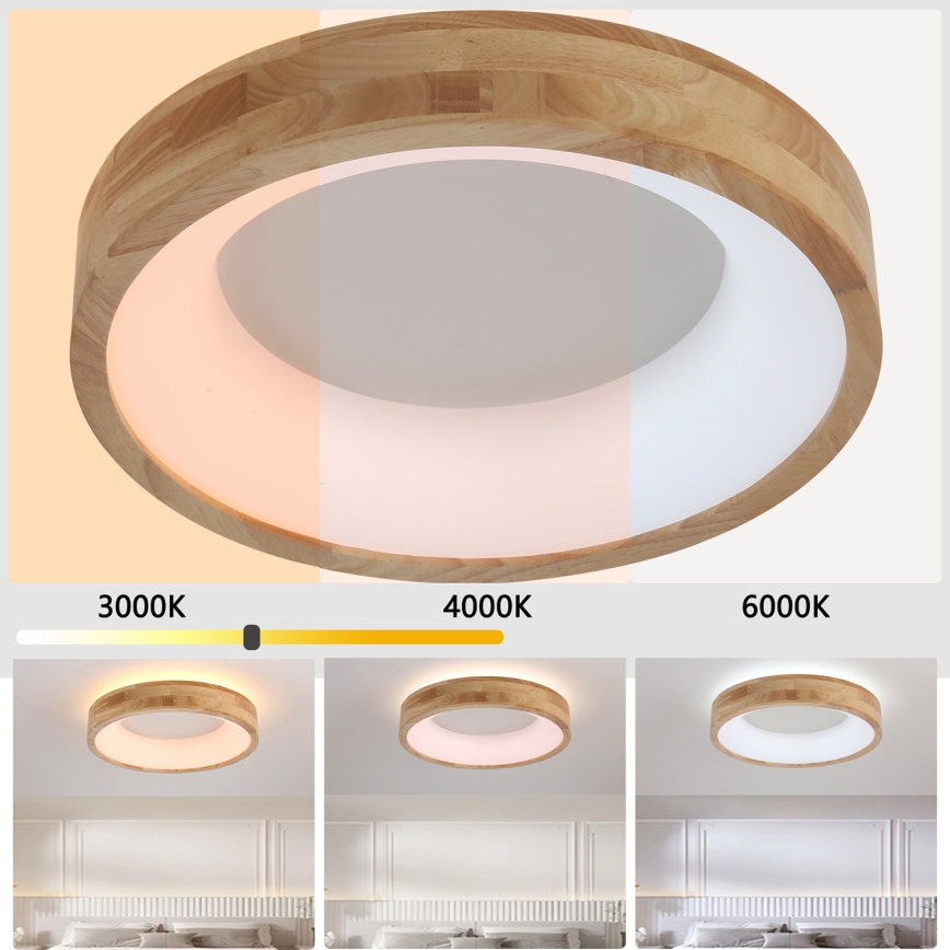 Brilagi - Luminaria de techo LED FALCON WOOD LED/30W/230V 3000/4000/6000K Ø 45 cm madera