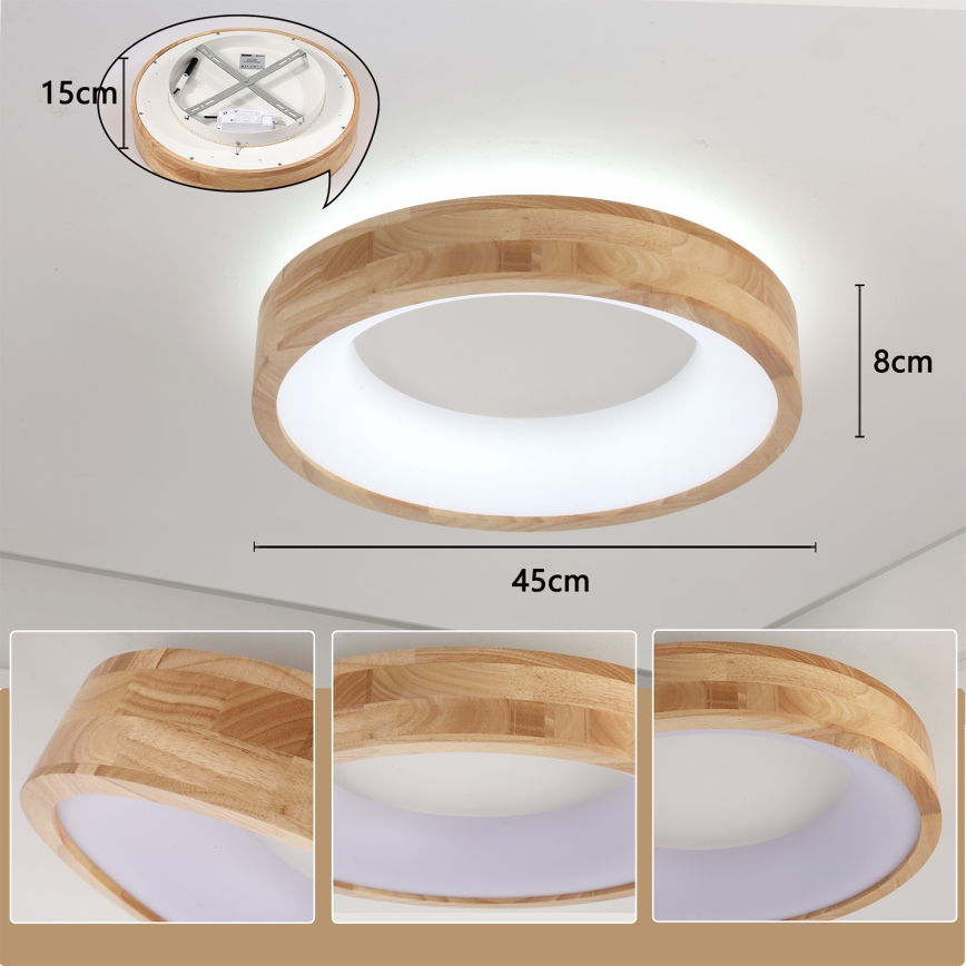 Brilagi - Luminaria de techo LED FALCON WOOD LED/30W/230V 3000/4000/6000K Ø 45 cm madera