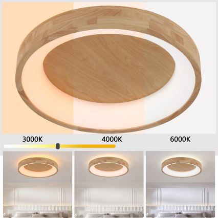 Brilagi - Plafón LED FALCON WOOD LED/40W/230V 3000/4000/6000K Ø 60 cm madera