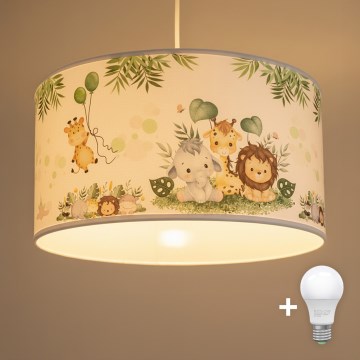 Brilagi - LED Lámpara de techo infantil con cable BOBO 1xE27/10W/230V Ø 35 cm blanco/jungla
