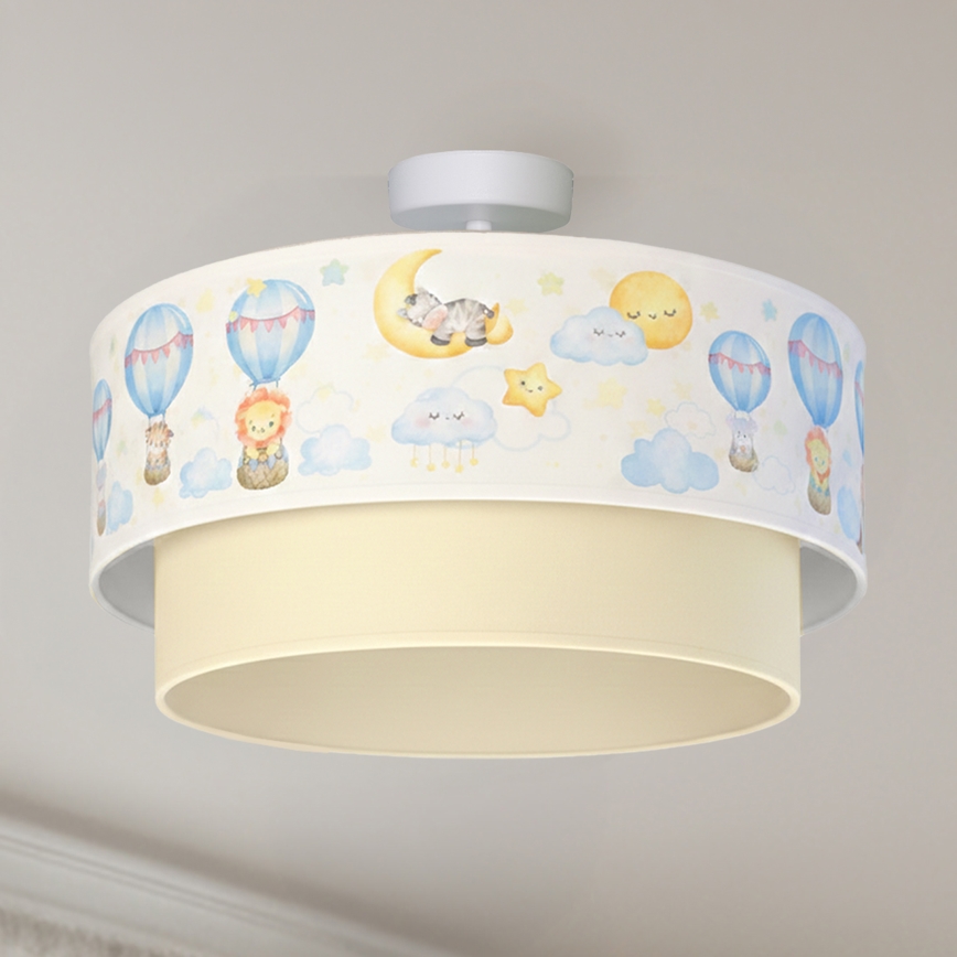 Brilagi - Lámpara de techo LED infantil de montaje en superficie BOBO 1xE27/10W/230V Ø 40 cm blanca/beige/con motivos de animales