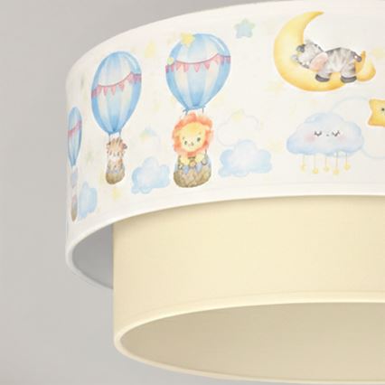 Brilagi - Lámpara de techo LED infantil de montaje en superficie BOBO 1xE27/10W/230V Ø 40 cm blanca/beige/con motivos de animales