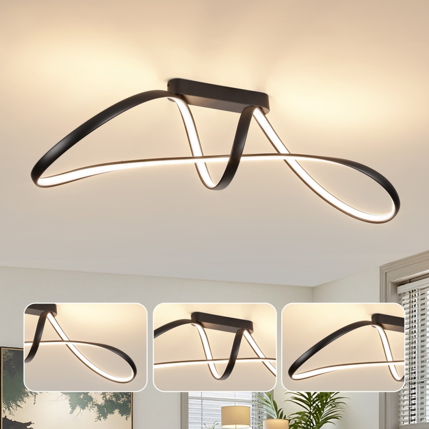 Brilagi - Lámpara LED regulable de montaje en superficie TWISTER LED/60W/230V 3000-6000K negra + mando a distancia