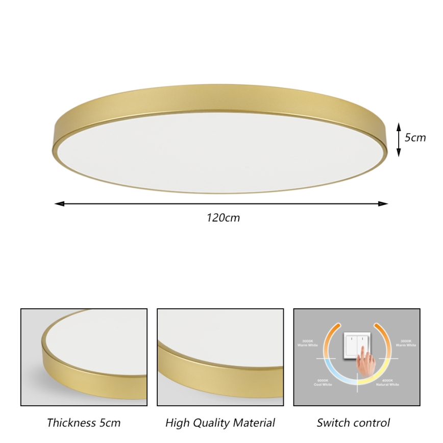 Brilagi - Plafón LED POOL LED/180W/230V 3000/4500/6000K diámetro 120 cm dorado