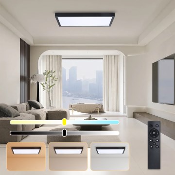 Brilagi - LED Lámpara de techo regulable para baño FRAME SMART LED/30W/230V 30x60 cm 3000-6000K negra + mando a distancia