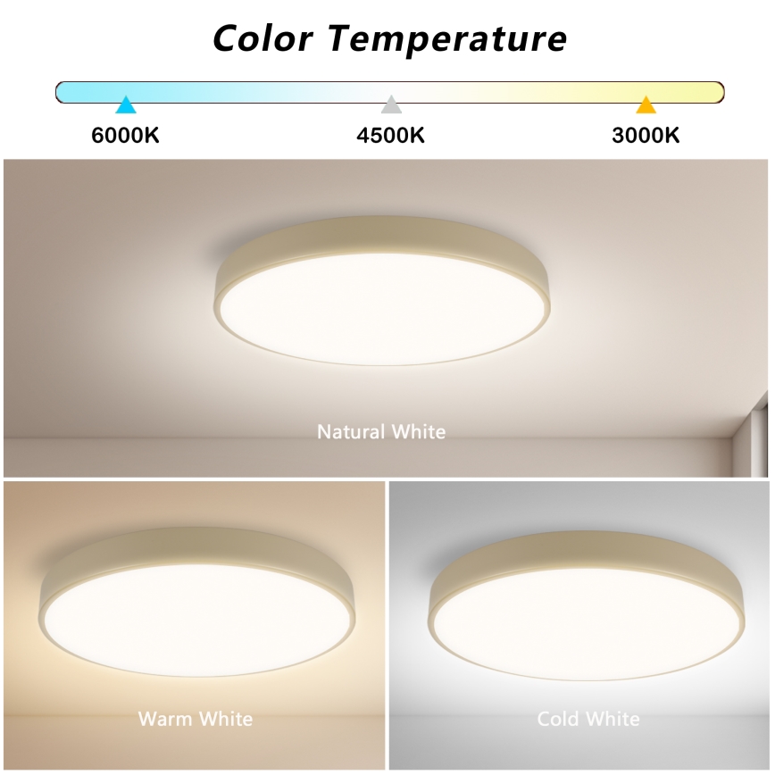 Brilagi - Lámpara de Techo LED Regulable POOL LED/48W/230V 3000-6000K 40 cm Beige + Control Remoto