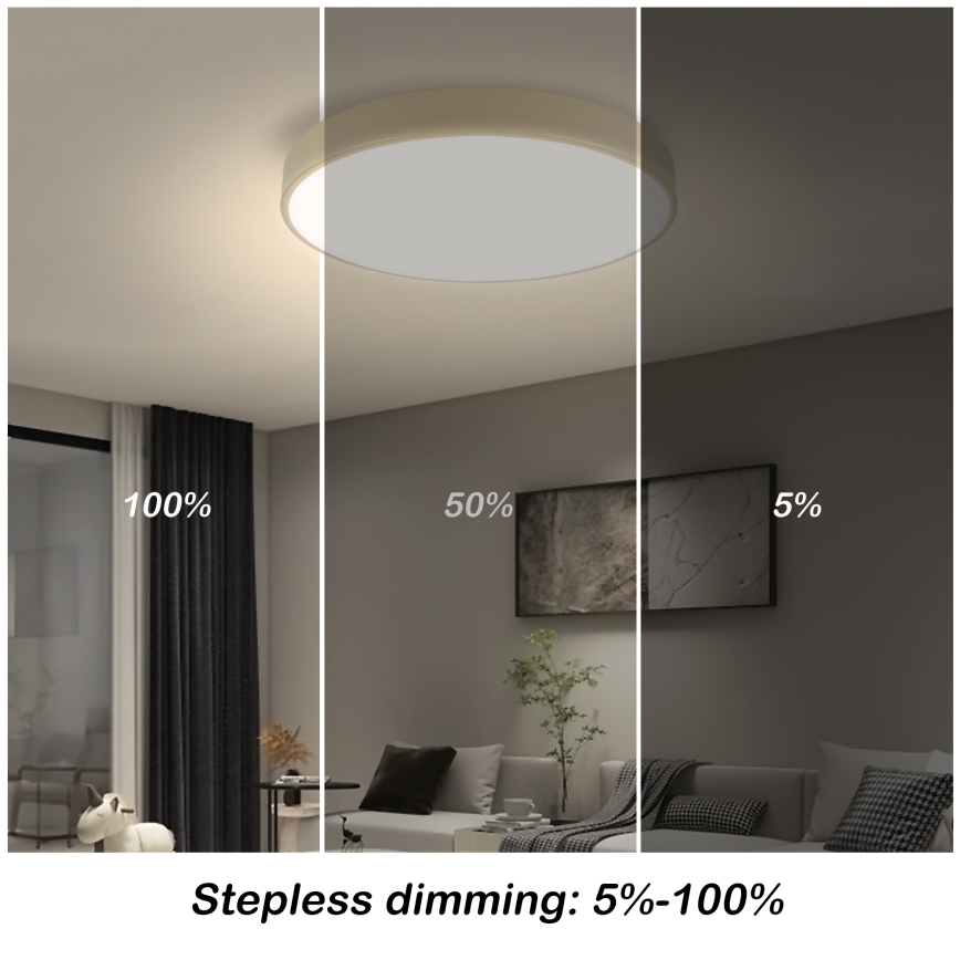 Brilagi - Lámpara de Techo LED Regulable POOL LED/48W/230V 3000-6000K 40 cm Beige + Control Remoto