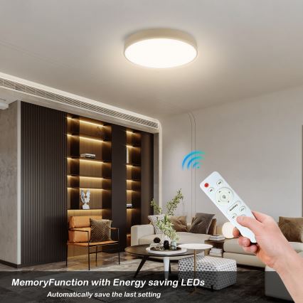 Brilagi - Lámpara de Techo LED Regulable POOL LED/48W/230V 3000-6000K 40 cm Beige + Control Remoto