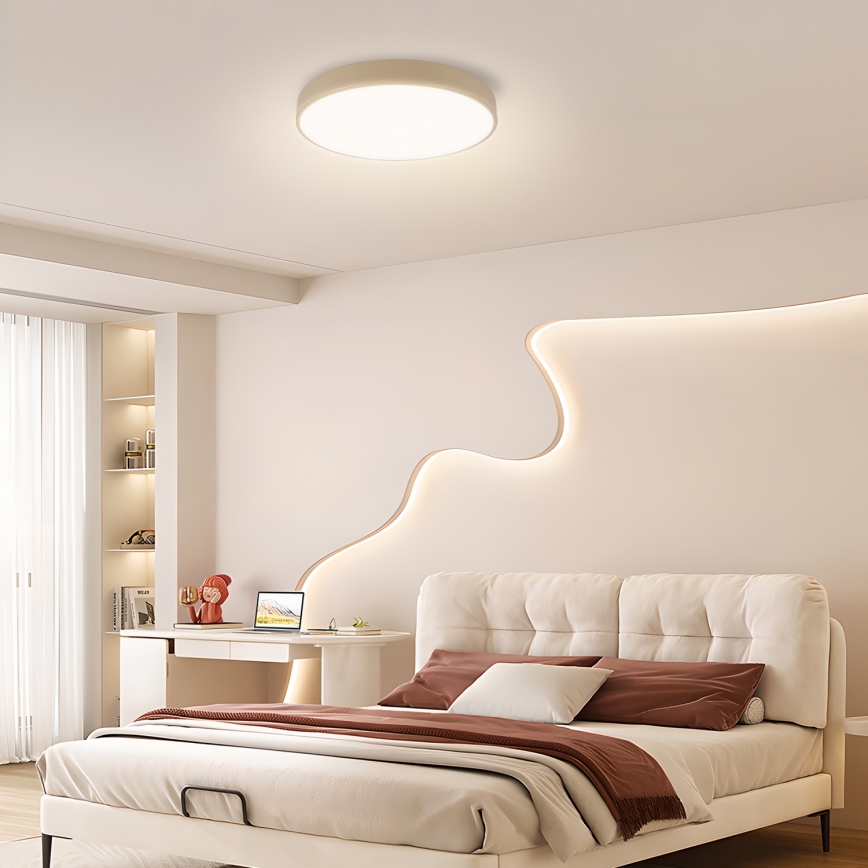 Brilagi - Lámpara de Techo LED Regulable POOL LED/48W/230V 3000-6000K 40 cm Beige + Control Remoto