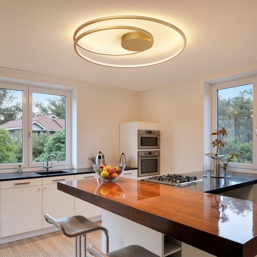 Brilagi - Lámpara de techo LED regulable TWISTER LED/105W/230V 3000-6000K diámetro 100 cm dorada + mando a distancia