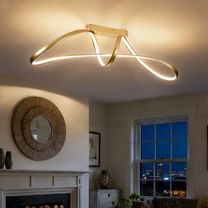 Brilagi - Lámpara de techo LED regulable de superficie TWISTER LED/60W/230V 3000-6000K dorada + mando a distancia