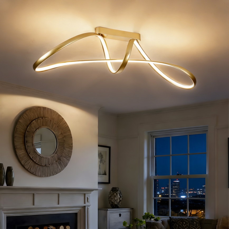 Brilagi - Lámpara de techo LED regulable de superficie TWISTER LED/60W/230V 3000-6000K dorada + mando a distancia