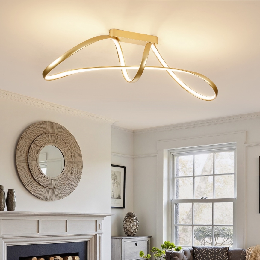 Brilagi - Lámpara de techo LED regulable de superficie TWISTER LED/60W/230V 3000-6000K dorada + mando a distancia