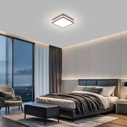 Brilagi - Lámpara de techo LED para exterior con sensor BENE LED/18W/230V 21,5x21,5 cm marrón IP54