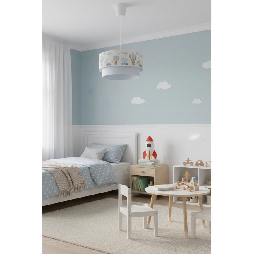 Brilagi - Lámpara colgante LED infantil BOBO en cable 1xE27/10W/230V Ø 40 cm crema/azul/ositos