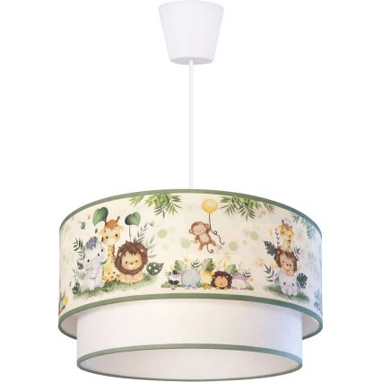 Brilagi - Lámpara colgante infantil LED con cable BOBO 1xE27/10W/230V Ø 40 cm crema/verde/jungla