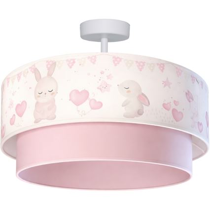 Brilagi - Lámpara de techo infantil LED BOBO de montaje en superficie 1xE27/10W/230V Ø 40 cm crema/rosa con conejitos
