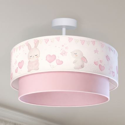 Brilagi - Lámpara de techo infantil LED BOBO de montaje en superficie 1xE27/10W/230V Ø 40 cm crema/rosa con conejitos