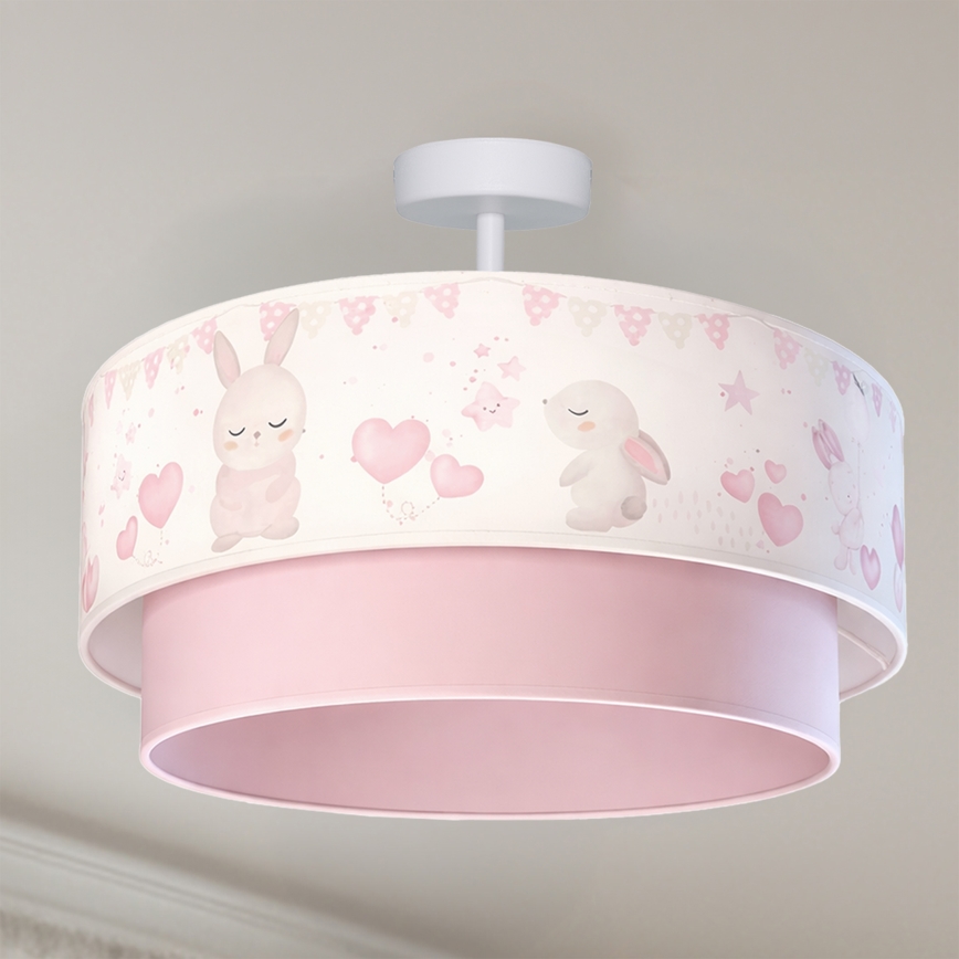 Brilagi - Lámpara de techo infantil LED BOBO de montaje en superficie 1xE27/10W/230V Ø 40 cm crema/rosa con conejitos