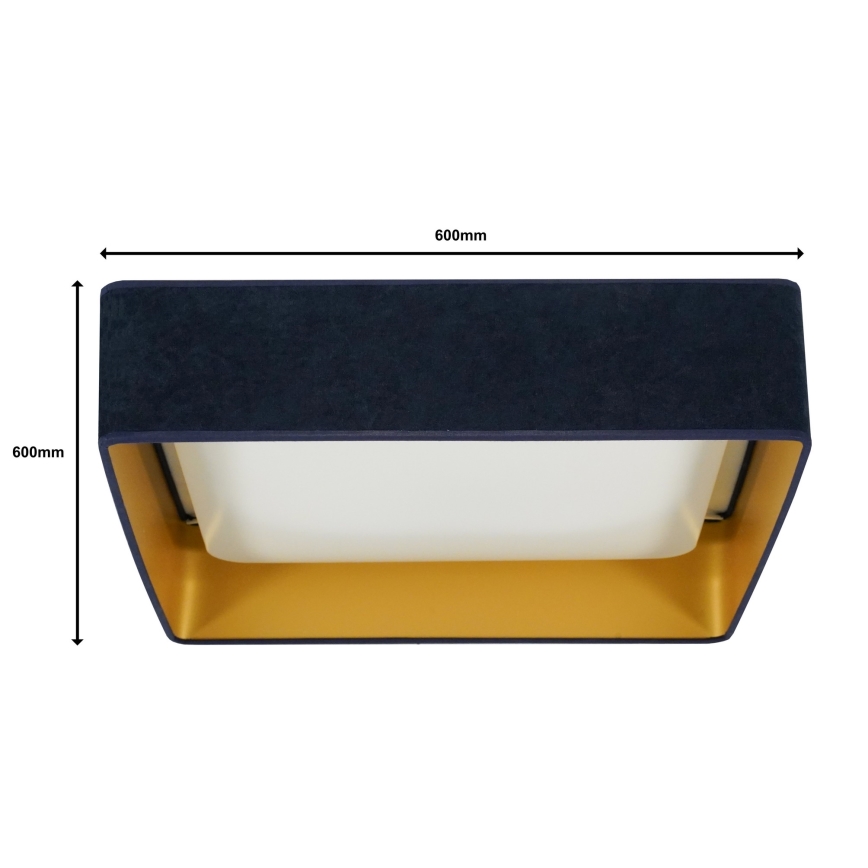 Brilagi - Luminaria de techo LED regulable VELVET SQUARE SMART LED/36W/230V 60x60 cm 2700-6500K Wi-Fi Tuya + mando a distancia azul oscuro