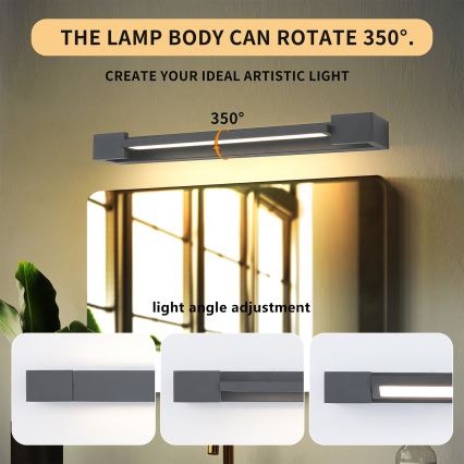 Brilagi - Iluminación LED para espejo de baño AQUA LINE LED/12W/230V 45 cm IP44 antracita IRC 90