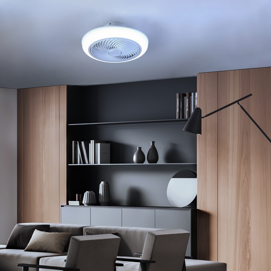 Brilagi - Lámpara de techo LED regulable con ventilador LED/30W/230V 3000-6500K blanca + mando a distancia