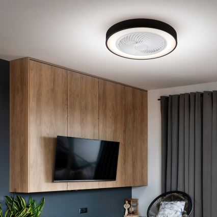 Brilagi - Lámpara de techo LED regulable con ventilador LED/30W/230V 3000-6500K negra + mando a distancia