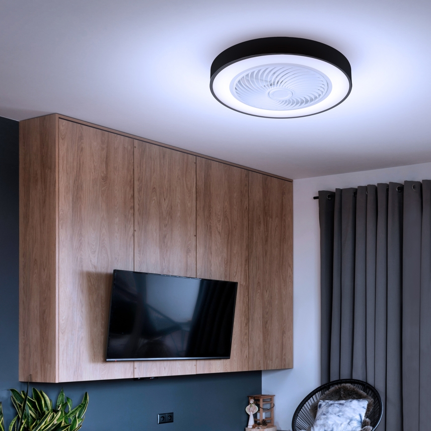 Brilagi - Lámpara de techo LED regulable con ventilador LED/30W/230V 3000-6500K negra + mando a distancia