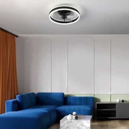Brilagi - Lámpara de techo LED regulable con ventilador LED/30W/230V 3000-6500K negra + mando a distancia