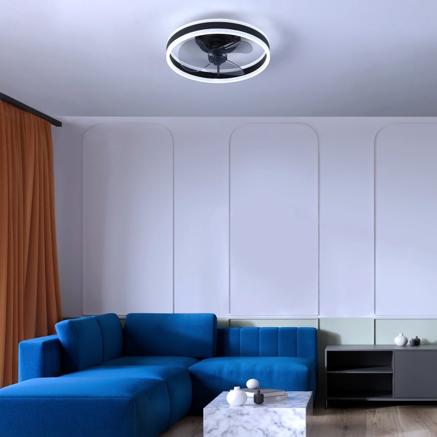 Brilagi - Lámpara de techo LED regulable con ventilador LED/30W/230V 3000-6500K negra + mando a distancia