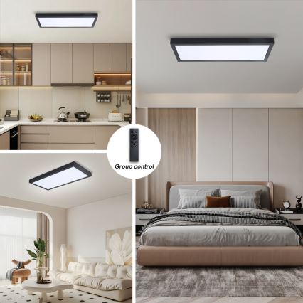 Brilagi - LED Lámpara de techo regulable para baño FRAME SMART LED/30W/230V 30x60 cm 3000-6000K negra + mando a distancia