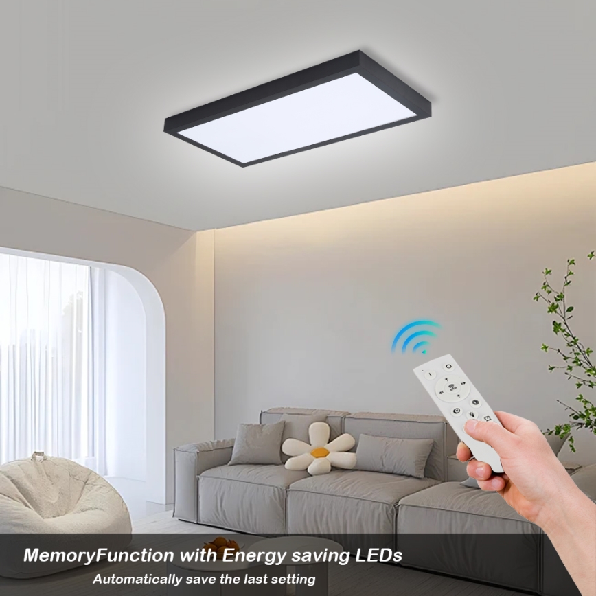 Brilagi - LED Lámpara de techo regulable para baño FRAME SMART LED/30W/230V 30x60 cm 3000-6000K negra + mando a distancia