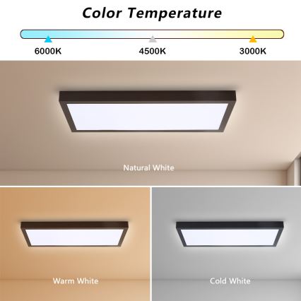 Brilagi - LED Lámpara de techo regulable para baño FRAME SMART LED/30W/230V 30x60 cm 3000-6000K negra + mando a distancia