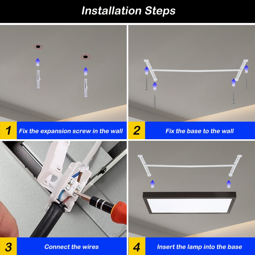Brilagi - LED Lámpara de techo regulable para baño FRAME SMART LED/30W/230V 30x60 cm 3000-6000K negra + mando a distancia