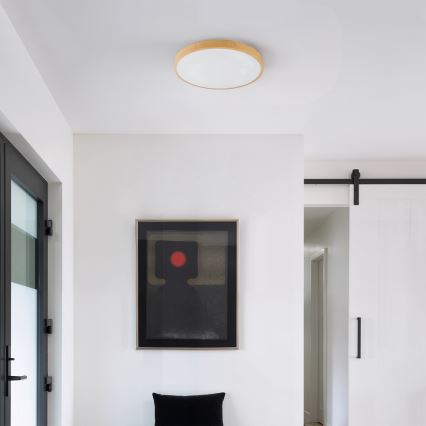 Brilagi - Lámpara de techo LED regulable GLASS POOL DOUBLE LED/48W/230V 3000-6000K 40 cm con acabado en madera + mando a distancia