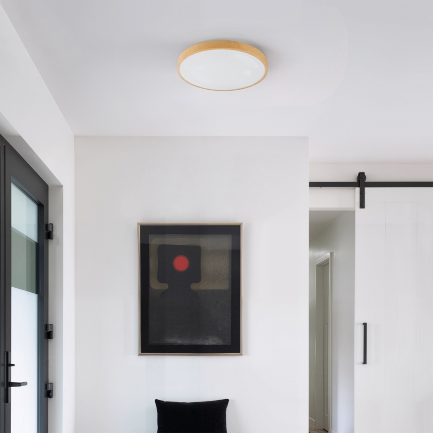 Brilagi - Lámpara de techo LED regulable GLASS POOL DOUBLE LED/48W/230V 3000-6000K 40 cm con acabado en madera + mando a distancia