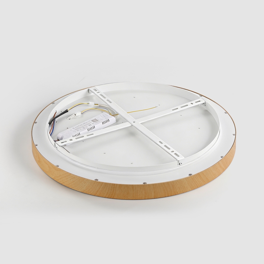 Brilagi - Lámpara de techo LED regulable GLASS POOL DOUBLE LED/48W/230V 3000-6000K 40 cm con acabado en madera + mando a distancia