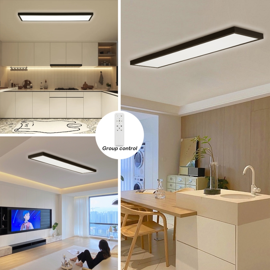 Brilagi - Lámpara de techo LED regulable para baño FRAME SMART LED/50W/230V 120x30 cm 3000-6000K IP44 negra + mando a distancia