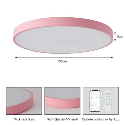 Brilagi - Lámpara LED regulable POOL SMART LED/128W/230V Ø 100 cm Wi-Fi Tuya + mando a distancia rosa