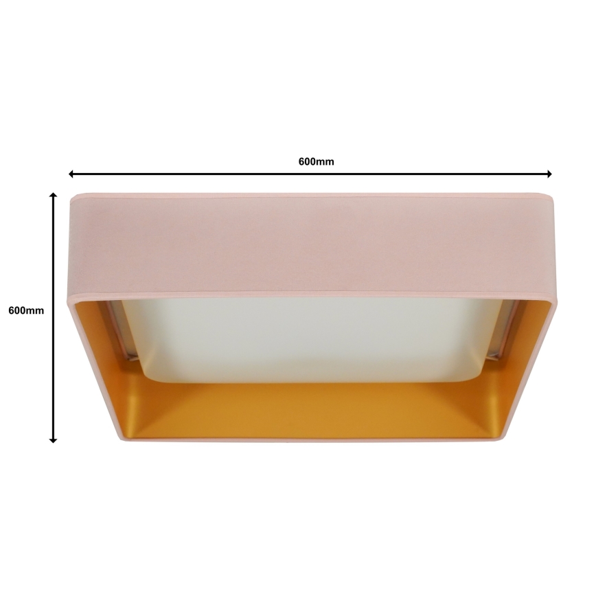 Brilagi - Lámpara de techo LED regulable VELVET SQUARE SMART LED/36W/230V 60x60 cm 2700-6500K Wi-Fi Tuya + mando a distancia rosa