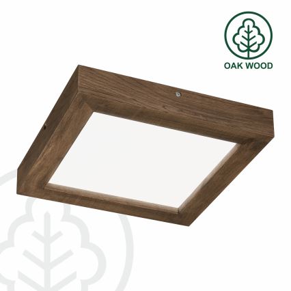Brilagi - Lámpara de techo LED regulable para baño WOODY FRAME LED/24W/230V roble nogal 30x30 cm 3000-6000K IP44 + mando a distancia