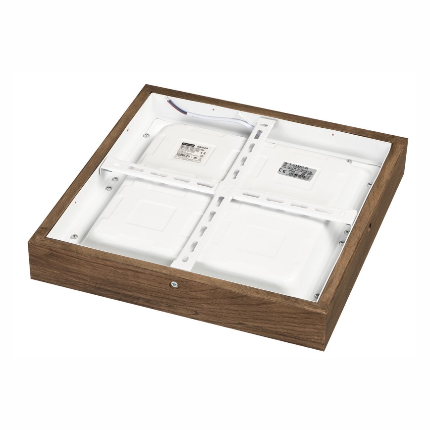 Brilagi - Lámpara de techo LED regulable para baño WOODY FRAME LED/24W/230V roble nogal 30x30 cm 3000-6000K IP44 + mando a distancia