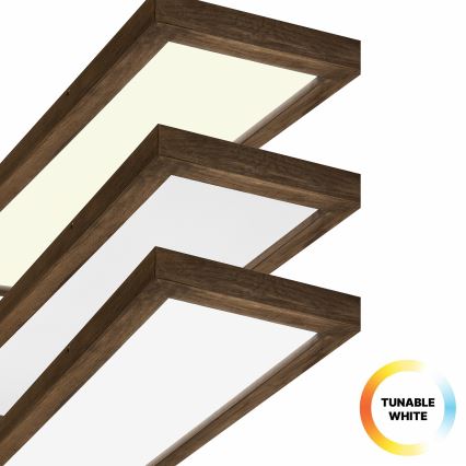 Brilagi - Lámpara de techo LED regulable para baño WOODY FRAME LED/50W/230V roble nogal 120x30 cm 3000-6000K IP44 + mando a distancia
