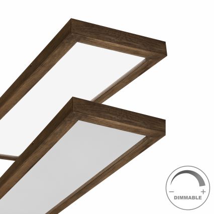 Brilagi - Lámpara de techo LED regulable para baño WOODY FRAME LED/50W/230V roble nogal 120x30 cm 3000-6000K IP44 + mando a distancia