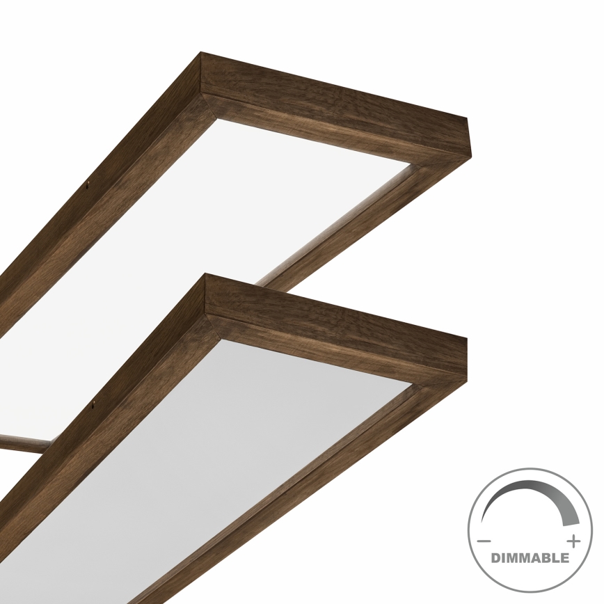 Brilagi - Lámpara de techo LED regulable para baño WOODY FRAME LED/50W/230V roble nogal 120x30 cm 3000-6000K IP44 + mando a distancia