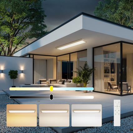 Brilagi - Plafón LED regulable para baño FRAME SMART LED/50W/230V 120x30 cm 3000-6000K IP44 beige + mando a distancia