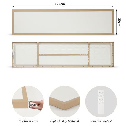 Brilagi - Plafón LED regulable para baño FRAME SMART LED/50W/230V 120x30 cm 3000-6000K IP44 beige + mando a distancia