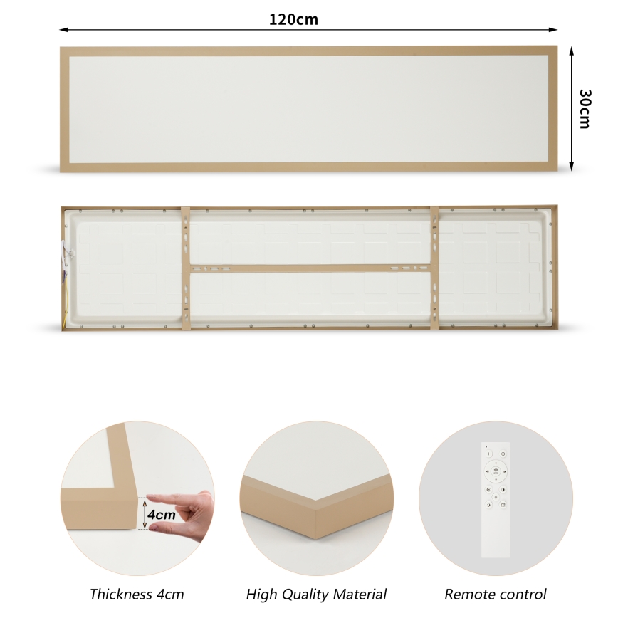 Brilagi - Plafón LED regulable para baño FRAME SMART LED/50W/230V 120x30 cm 3000-6000K IP44 beige + mando a distancia