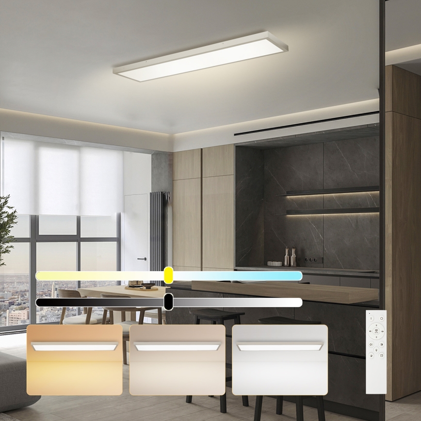 Brilagi - Lámpara LED regulable para techo de baño FRAME SMART LED/50W/230V 120x30 cm 3000-6000K IP44 plateada + mando a distancia